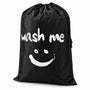 Waszak Groot – 92 x 61 cm – Opvouwbare Wasmand met Trekkoord – Grote Wasgoedzak voor Kleding, Handdoeken & Beddengoed – Lichtgewicht – Zwart