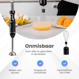 GoodForce RVS Staafmixer - 6 in 1 Staafmixer Set met Hakmolen - Smoothiemaker- Garde - Klopper - 600 ml Mengbeker