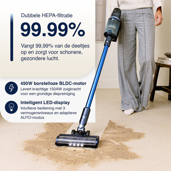Steelstofzuiger CleanDetect 450W - Kruimeldief - Draadloos - 4 Opzetstukken - Stofzuiger - Zonder zak op accu - Samako