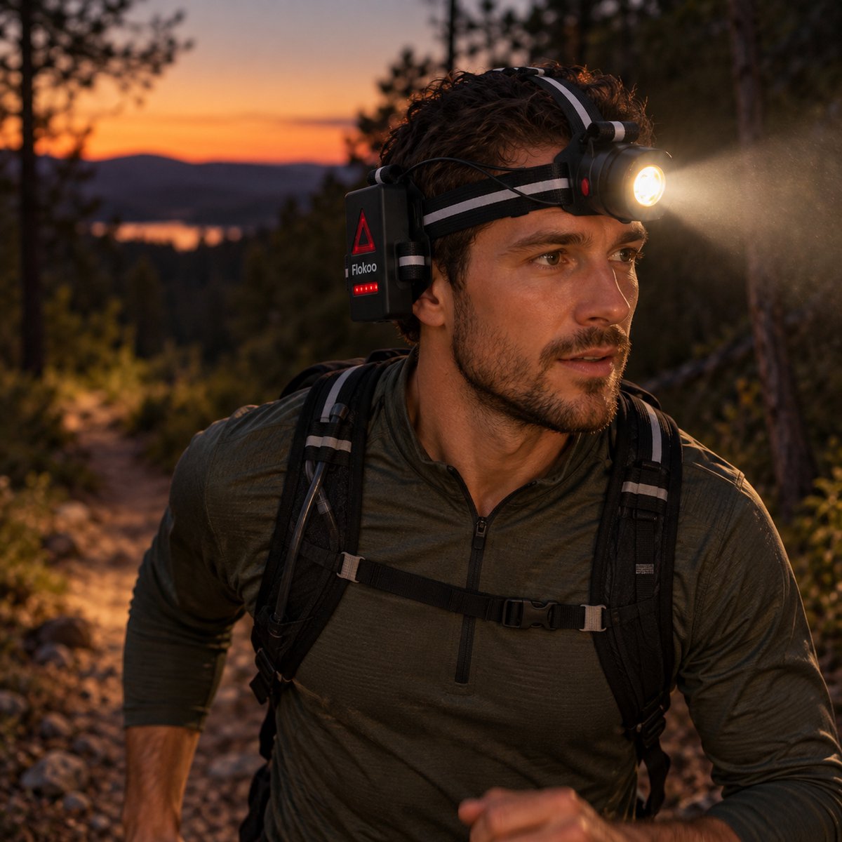 Hardloopverlichting met Borstharnas – Hardlooplamp met Voor- en Achterlicht – Reflecterend & Verstelbaar – USB Oplaadbaar – Hardloop Licht voor Joggen, Wandelen & Avondlopen