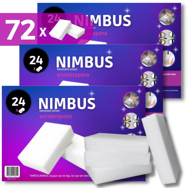 NIMBUS Wonderspons - 72 stuks (3x24) Melamine Spons - Extra Dik