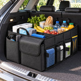 Kofferbak Organizer – Auto Organizer Opvouwbaar – 55 x 34 x 28 cm – Met Meerdere Vakken, Zijvakken & Handvatten – Boodschappenkrat voor Auto – Zwart