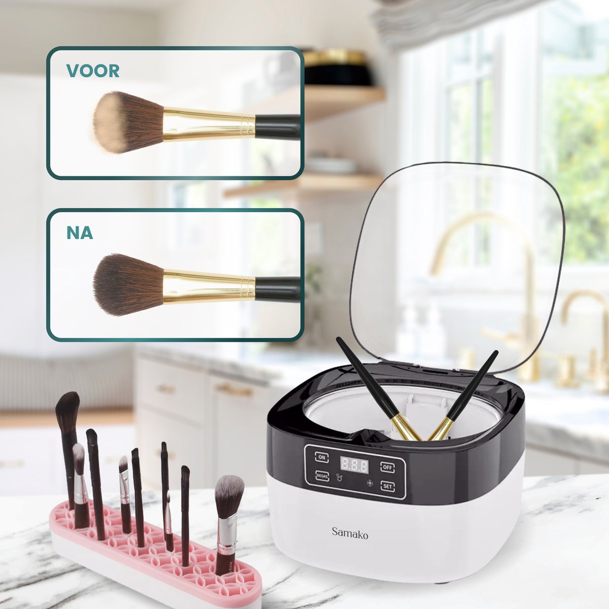 Samako Professionele Ultrasoon Reiniger - Reinigingsapparaat - Ultrasoonbad - Brillen - Sieraden - Horloge - Make-up kwast - 750 ml