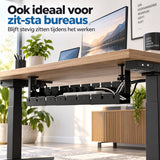 Kabelgoot Bureau – Verstelbare Kabelmanagement Tray 40-78 cm – Kabelbak Onder Bureau Zonder Boren – Met Klembevestiging – Voor Stekkerdoos, Adapters & Kabels – Zwart