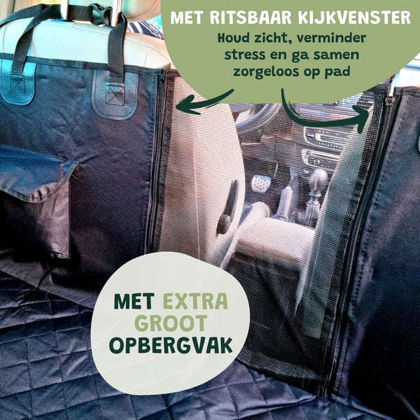 Premium Hondendeken Auto Achterbank - Autodeken Hond Achterbank - Hondenmand Auto - Zwart - Met Opbergtas en 2x Autogordel Hond