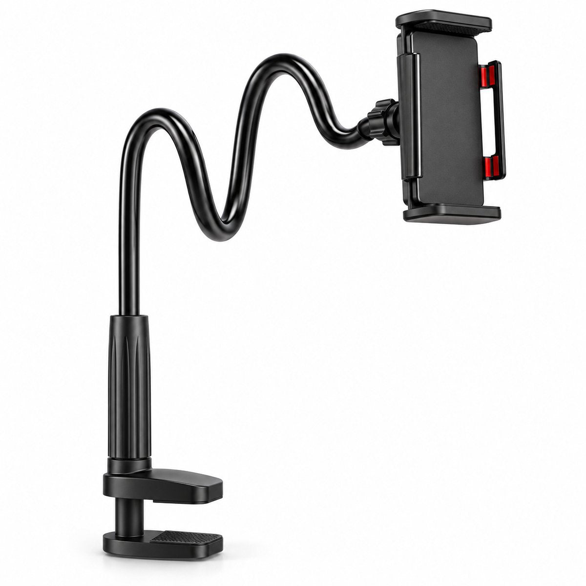 Telefoonhouder Bureau met Flexibele Arm – Telefoon- & Tablethouder met Tafelklem – 76 cm Verstelbare Arm – Voor Bed, Bureau & Tafel – Zwart