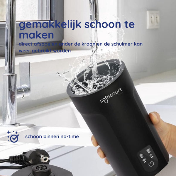 Safecourt kitchen Elektrische Melkopschuimer - 4-in-1 - Warm & Koud Schuim - BPA-vrij - Anti-aanbaklaag - Stil