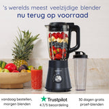 Safecourt Kitchen Power blender - 5 automatische programma's - Smoothie maker - 1300 Watt - Zwart