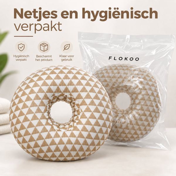 Oorkussen met Uitsparing – Donut Kussen voor Oor & Hoofd – Slaapkussen voor Zijslapers – Zachte Polyester Vulling – Wasbaar – 30 × 30 cm – Beige-Wit