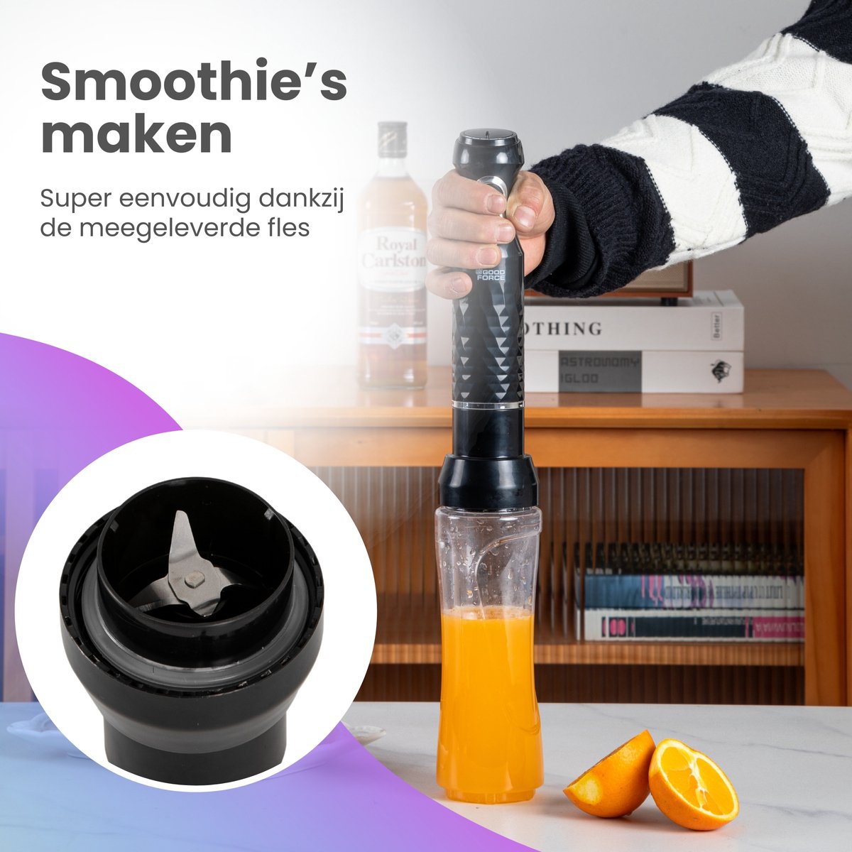 GoodForce RVS Staafmixer - 6 in 1 Staafmixer Set met Hakmolen - Smoothiemaker- Garde - Klopper - 600 ml Mengbeker