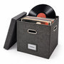 LP Opbergsysteem - Opbergbox met Deksel – Vinyl Opbergbox voor 50+ Platen – 33 x 33 x 33 cm – Platenkoffer met Handgrepen & Labelhouder – Donkergrijs