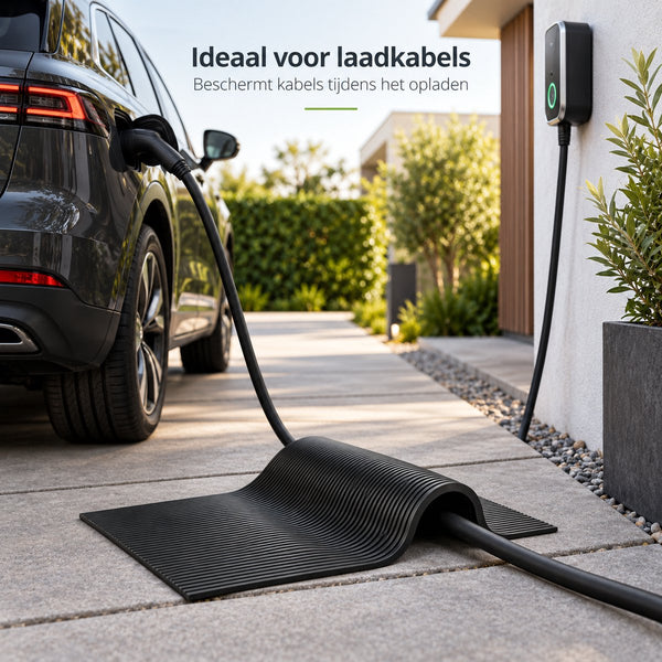 Kabelmat 150 x 40 cm – Rubberen Kabelbeschermer – Antislip Kabelgoot voor Vloer – Kabelafdekking voor Laadkabel & Verlengsnoer – Binnen en Buiten – Zwart