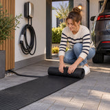 Kabelmat voor Vloer – Kabelbeschermer voor Laadkabel & Verlengsnoer – Oprolbare Kabelbrug – 3 mm Dik – Zwart – 200 X 50 cm