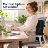 Lendensteun voor Bureaustoel & Auto – Rugkussen – Rugsteun met Memory Foam – Ademend Mesh – Verstelbare Banden – Voor Kantoor, Thuis & Autostoel – Zwart