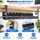 Kabelgoot Bureau – Verstelbare Kabelmanagement Tray 40-78 cm – Kabelbak Onder Bureau Zonder Boren – Met Klembevestiging – Voor Stekkerdoos, Adapters & Kabels – Zwart