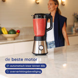 Safecourt Kitchen Power blender - 5 automatische programma's - Smoothie maker - +2 to go cups - RVS