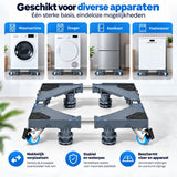 Verstelbare Wasmachine Onderzetter met Wielen – 42 tot 75 cm – Verrijdbare Wasmachine Verhoger – Met Rem, Stelpoten & Anti-Slip – Voor Wasmachine, Droger en Koelkast
