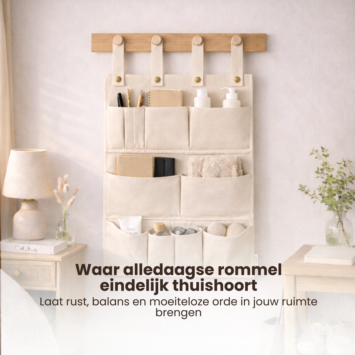 Multifunctionele Hangende Organizer – Creme – 11 Vakken – Opbergen met Stijl & Gemak