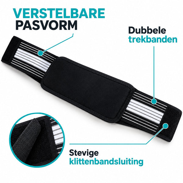 Rugband – Verstelbare Ondersteuningsband voor Onderrug – Elastische Lendenband met Klittenbandsluiting – Unisex – Tot 120 cm – Zwart