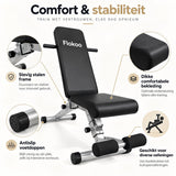Verstelbare Fitnessbank – Trainingsbank voor Thuis – Incline & Flat Bench – Halterbank met Beenrollen – Opvouwbare Workout Bank – Zwart-Zilver