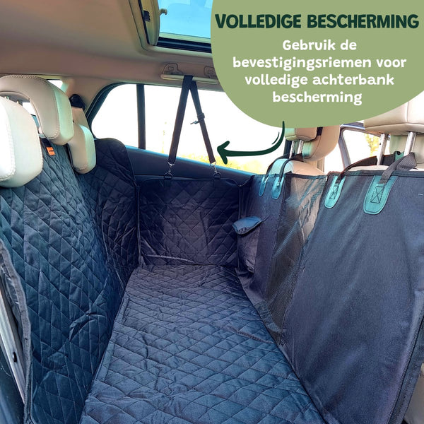 Premium Hondendeken Auto Achterbank - Autodeken Hond Achterbank - Hondenmand Auto - Zwart - Met Opbergtas en 2x Autogordel Hond