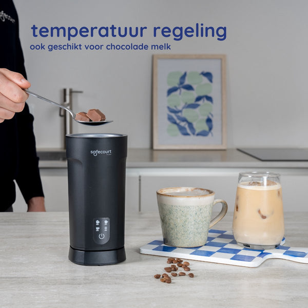 Safecourt kitchen Elektrische Melkopschuimer - 4-in-1 - Warm & Koud Schuim - BPA-vrij - Anti-aanbaklaag - Stil