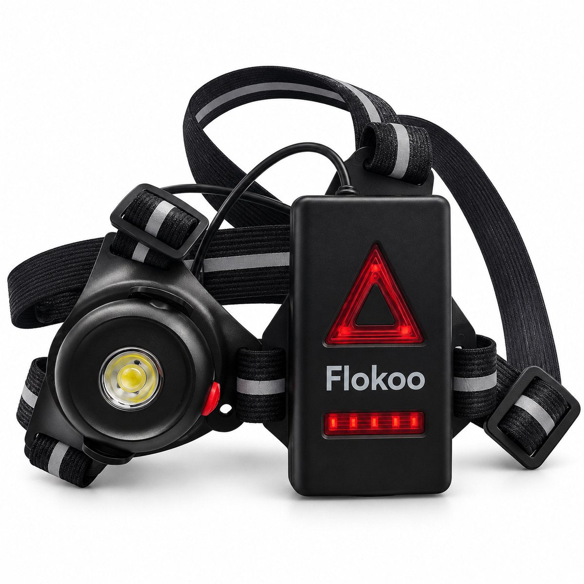 Hardloopverlichting met Borstharnas – Hardlooplamp met Voor- en Achterlicht – Reflecterend & Verstelbaar – USB Oplaadbaar – Hardloop Licht voor Joggen, Wandelen & Avondlopen