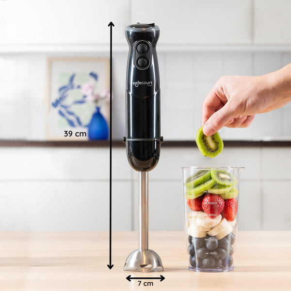 Safecourt Kitchen Staafmixer - 1000W – Roestvrijstaal – Antispat – Ergonomisch – Inclusief Maatbeker
