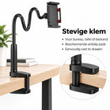 Telefoonhouder Bureau met Flexibele Arm – Telefoon- & Tablethouder met Tafelklem – 76 cm Verstelbare Arm – Voor Bed, Bureau & Tafel – Zwart