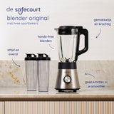 Safecourt Kitchen Power blender - 5 automatische programma's - Smoothie maker - +2 to go cups - RVS