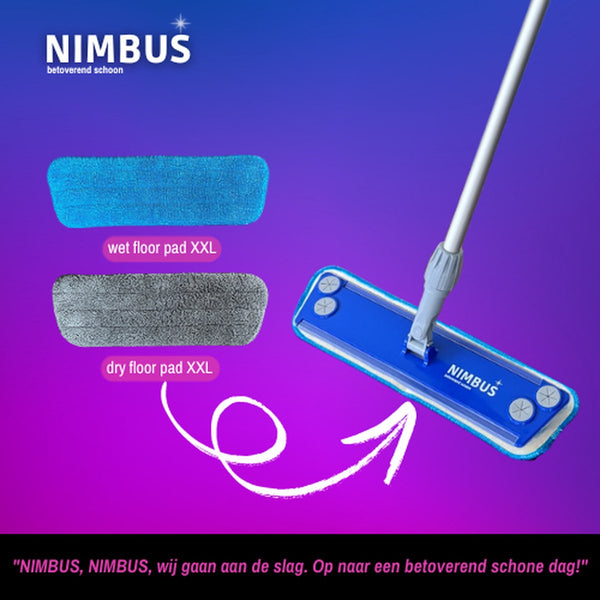 NIMBUS Dweildoeken Set XXL – 1x Natte Dweil + 1x Droge Dweil – 42 cm Wisbreedte