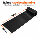 Kabelmat 150 x 40 cm – Rubberen Kabelbeschermer – Antislip Kabelgoot voor Vloer – Kabelafdekking voor Laadkabel & Verlengsnoer – Binnen en Buiten – Zwart
