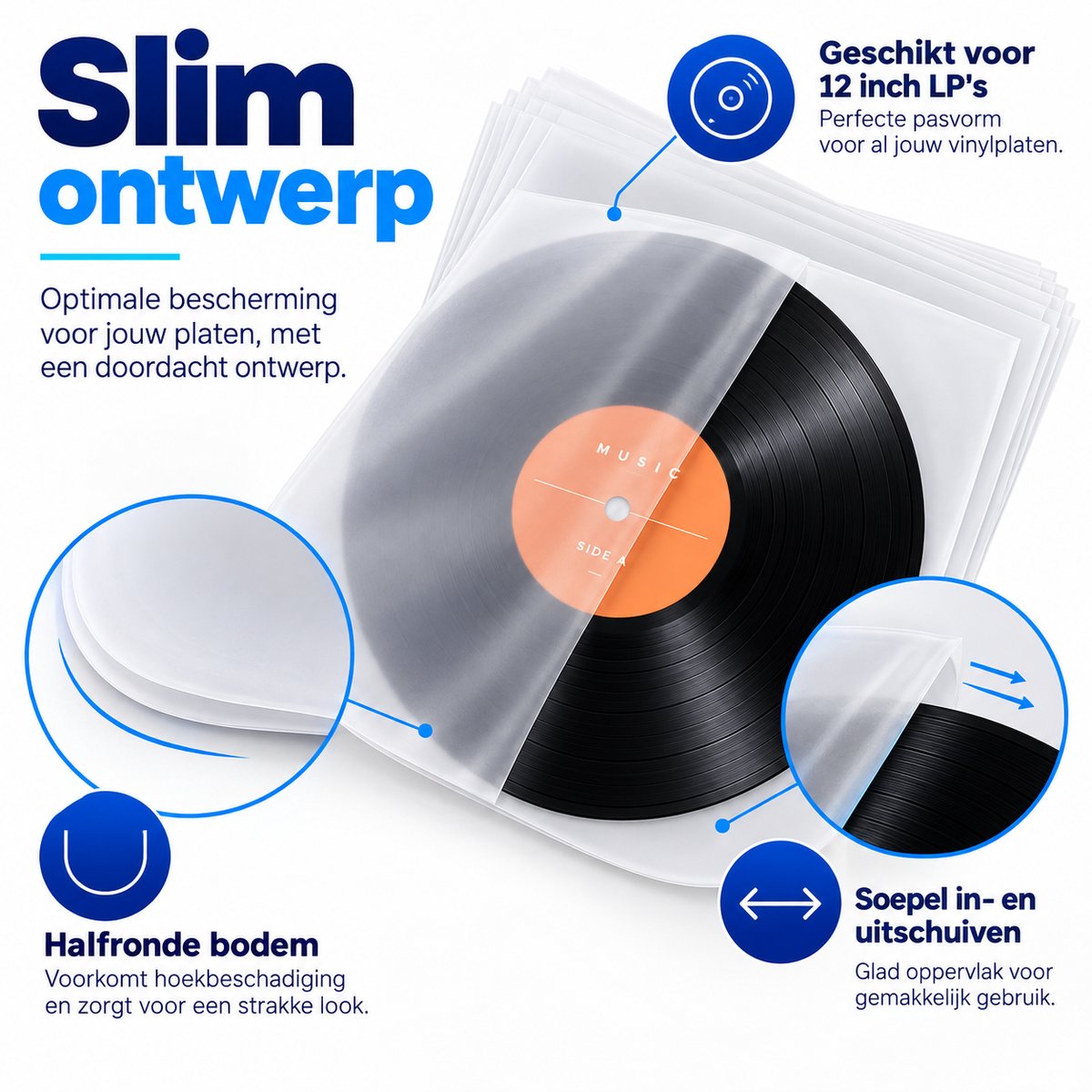 LP Binnenhoezen 50 stuks – Antistatische Platenhoezen voor 12 Inch Vinyl – 30,8 x 30,8 cm – Beschermhoezen voor LP Platen – Kras- & Stofbescherming