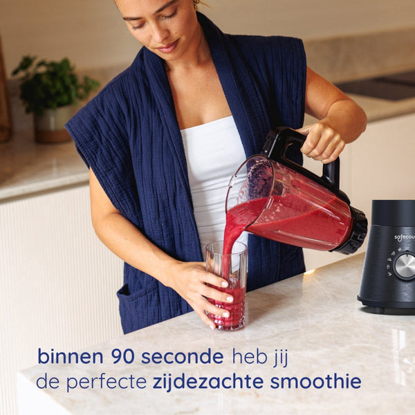 Safecourt Kitchen Power blender - 5 automatische programma's - Smoothie maker - 1300 Watt - Zwart