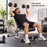 Verstelbare Fitnessbank – Trainingsbank voor Thuis – Incline & Flat Bench – Halterbank met Beenrollen – Opvouwbare Workout Bank – Zwart-Zilver