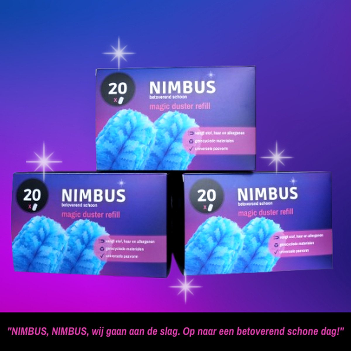 NIMBUS Magic Duster Refill - 60 Navullingen (3x20) - Geschikt voor Swiffer Handvat