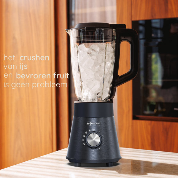 Safecourt Kitchen Power blender - 5 automatische programma's - Smoothie maker - 1300 Watt - Zwart