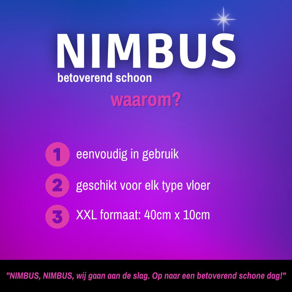 NIMBUS Vloerwisser XXL - Telescoopsteel - Geschikt voor Swiffer XXL en Leifheit vloerdoekjes - 40cm breed