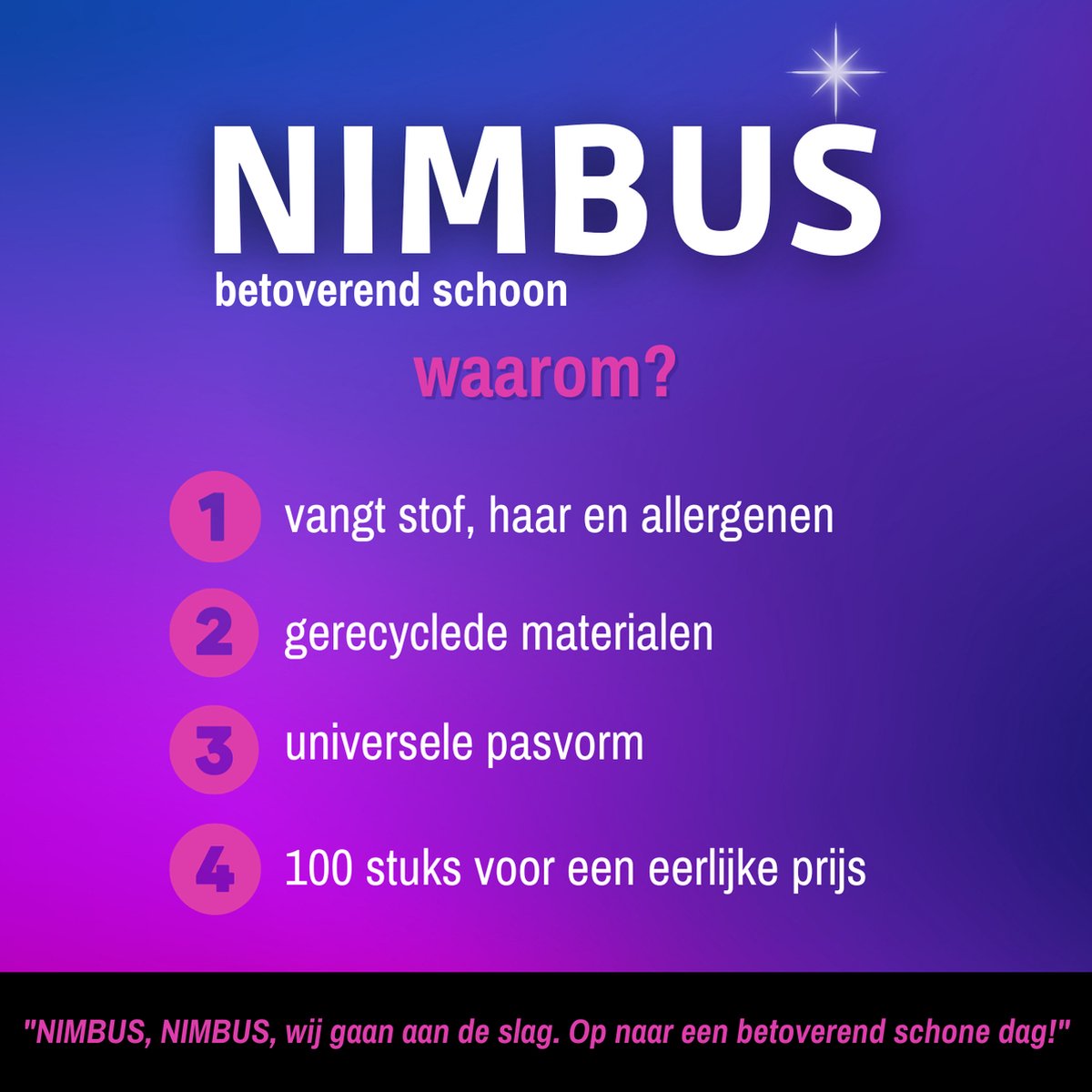 NIMBUS Magic Floorwipes Refill XXL (100x) - Droge Vloerdoekjes 46cm x 27cm - Geschikt voor Swiffer