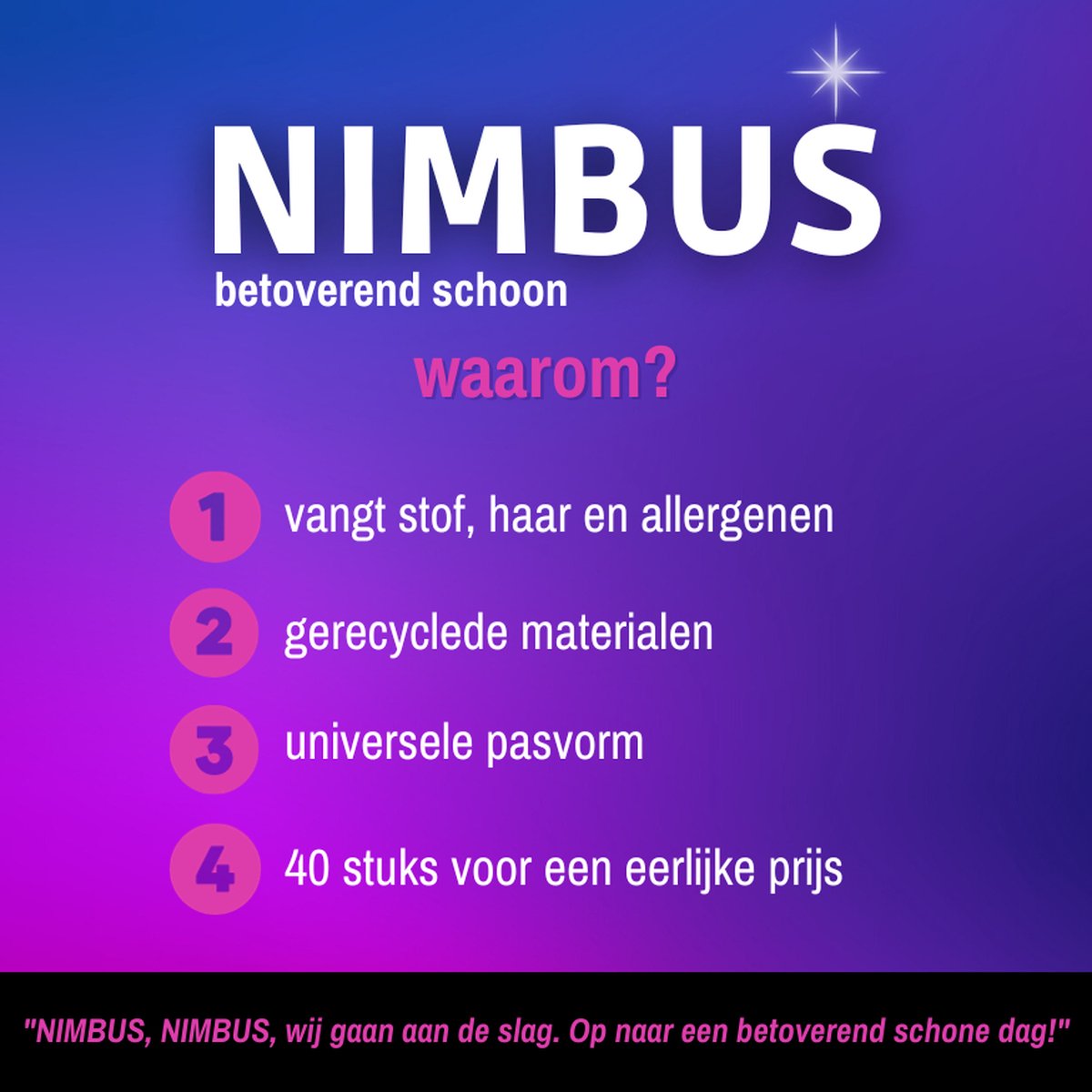 NIMBUS Magic Floorwipes Refill (40x) - Droge Vloerdoekjes - Geschikt voor Swiffer