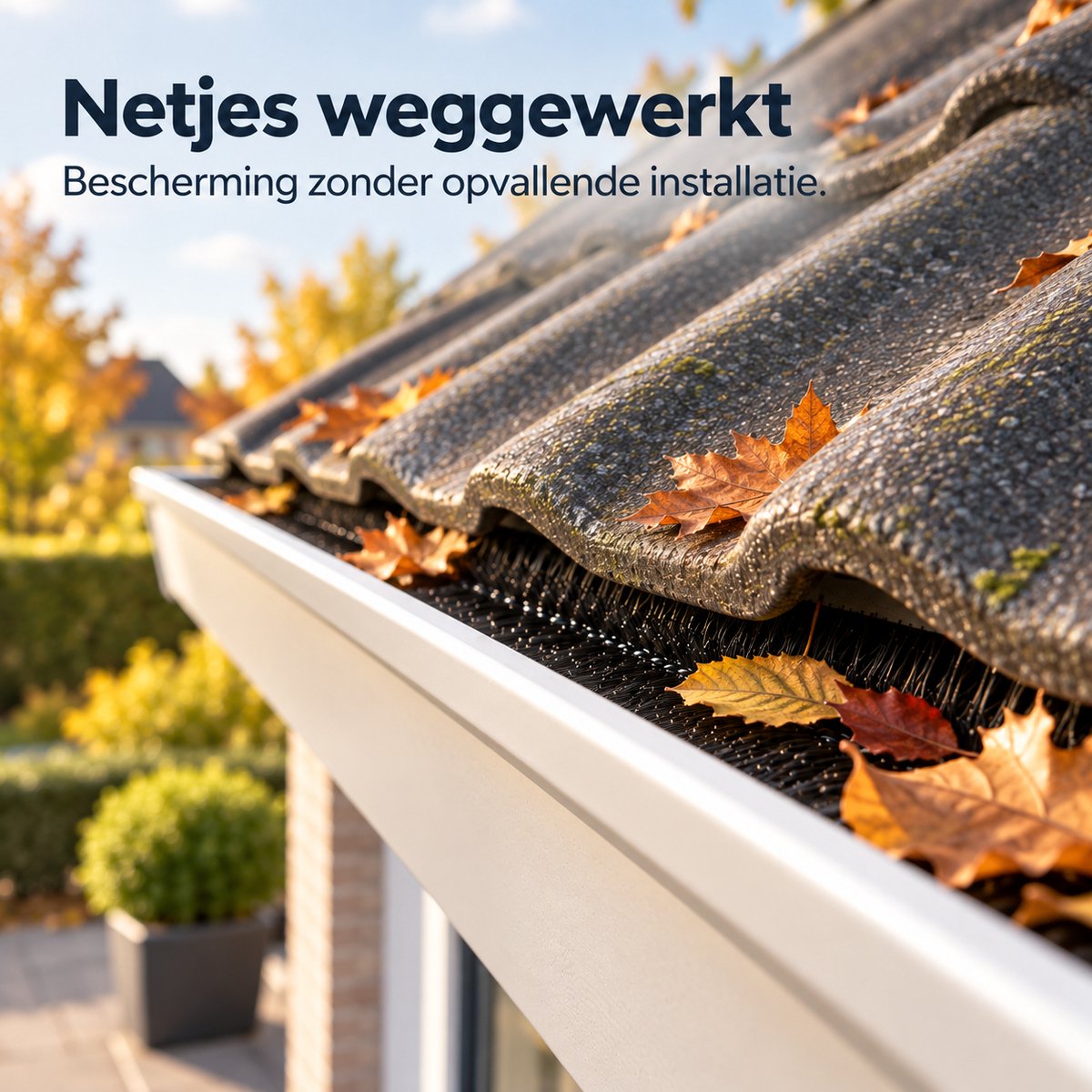 Marterborstel & Dakgootborstel 9 Meter – Marterwering voor Dak en Dakgoot – Bladvanger – 9x 100 cm – Ø 9 cm – Inclusief Koppelhaken – Zwart