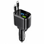 5-in-1 Autolader – USB-C & Lightning Kabel Ingebouwd – 2x USB-C + USB-A – 12V-24V – Digitale Spanningsmeter – Autolader voor Telefoon & Tablet
