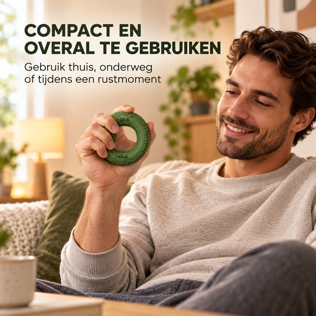 Handknijper Set van 3 – Grip Trainer met 6 Weerstanden – 10 t-m 60 LB – Handtrainer voor Grip, Handen, Polsen & Onderarmen – Siliconen - Stressbal