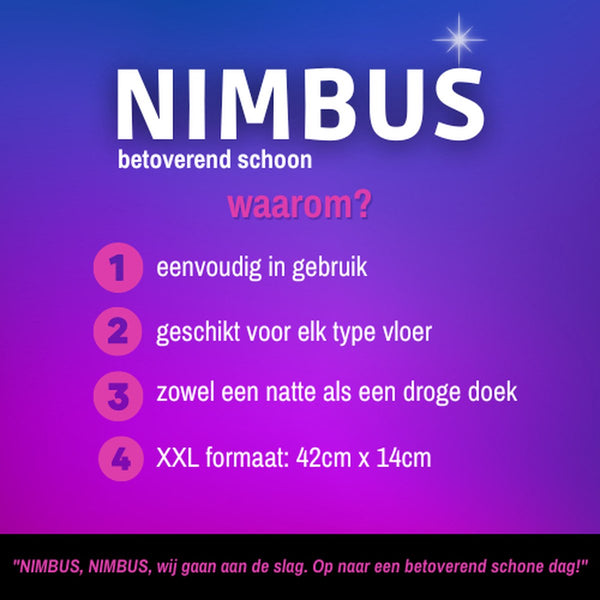 NIMBUS Dweildoeken Set XXL – 1x Natte Dweil + 1x Droge Dweil – 42 cm Wisbreedte