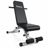 Verstelbare Fitnessbank – Trainingsbank voor Thuis – Incline & Flat Bench – Halterbank met Beenrollen – Opvouwbare Workout Bank – Zwart-Zilver