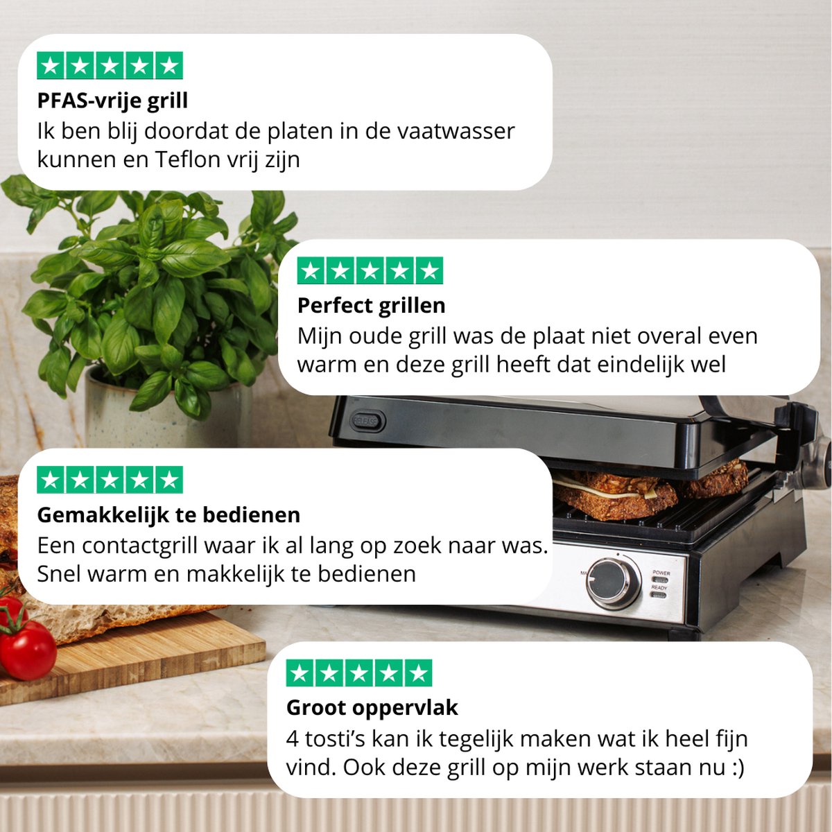 Safecourt Kitchen Tosti apparaat - Grill apparaat - Uitneembare platen ContactGrill - 3-in-1 -180 °C grill