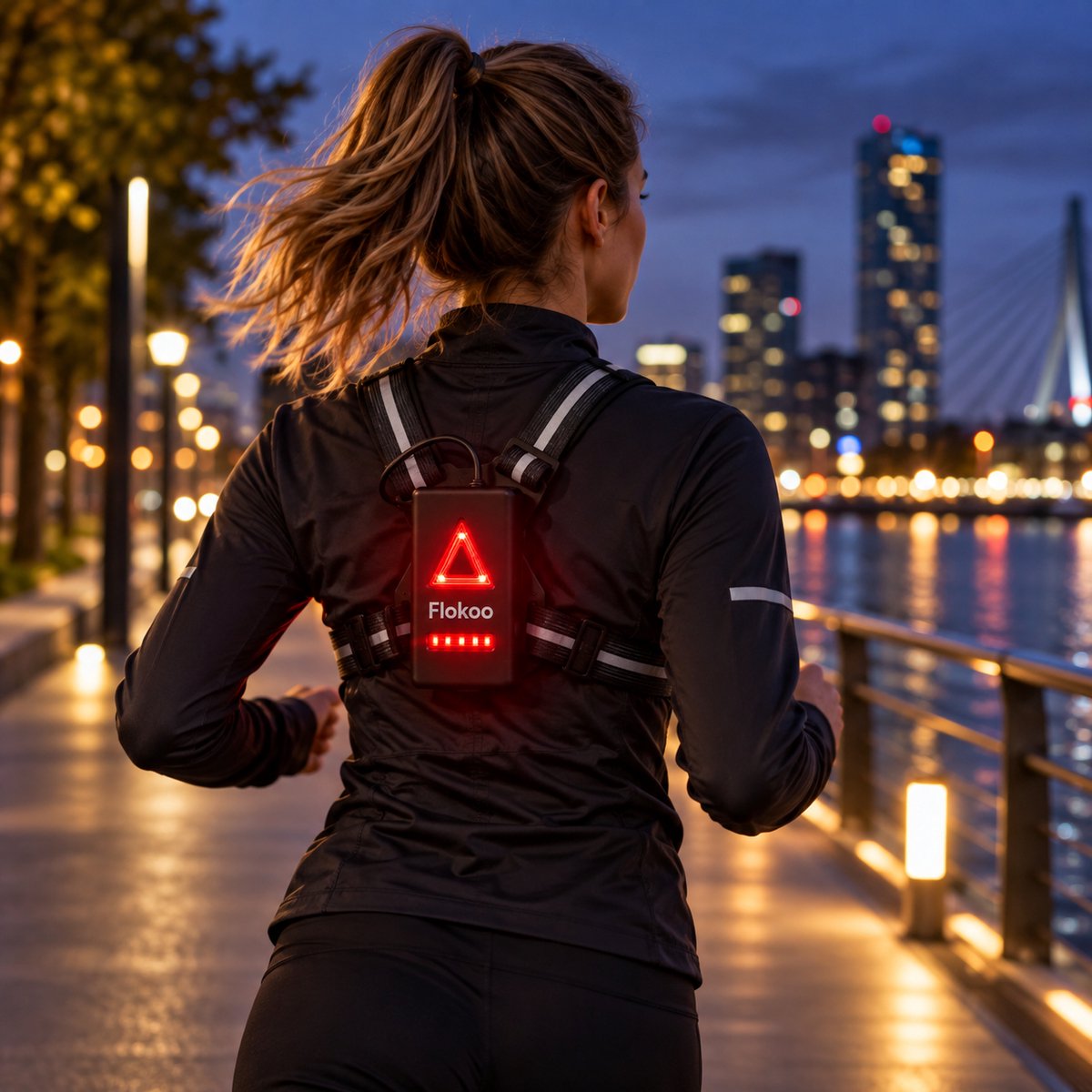 Hardloopverlichting met Borstharnas – Hardlooplamp met Voor- en Achterlicht – Reflecterend & Verstelbaar – USB Oplaadbaar – Hardloop Licht voor Joggen, Wandelen & Avondlopen