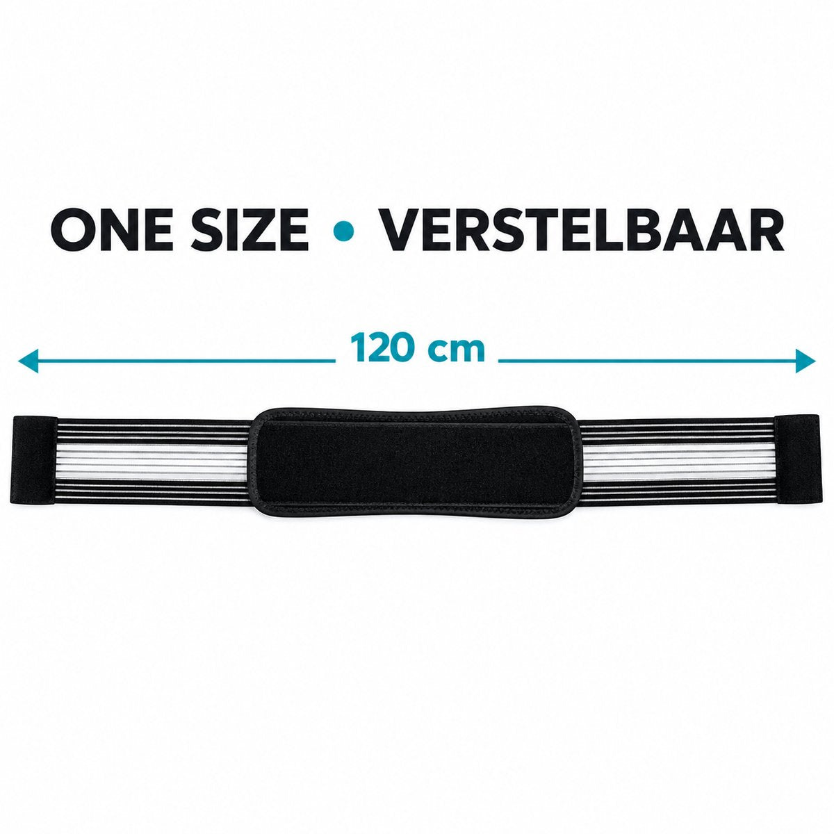 Rugband – Verstelbare Ondersteuningsband voor Onderrug – Elastische Lendenband met Klittenbandsluiting – Unisex – Tot 120 cm – Zwart