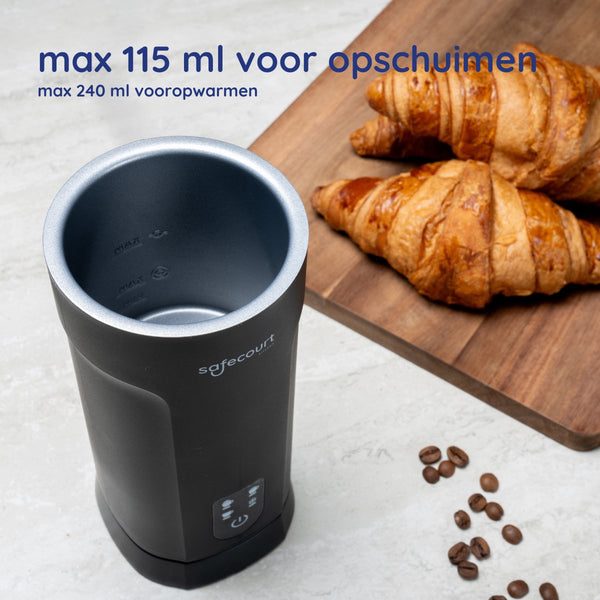 Safecourt kitchen Elektrische Melkopschuimer - 4-in-1 - Warm & Koud Schuim - BPA-vrij - Anti-aanbaklaag - Stil