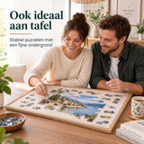 Opvouwbaar Puzzelbord voor 1000 Stukjes – Puzzelmat & Puzzelplaat 80 x 60 cm – Draagbaar Puzzelbord met Beschermhoes – Antislip Oppervlak – Beige